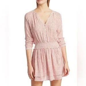Rails Jasmine Red/White Belmont Stripe Smocked Waist Mini Dress Sz S - Like New‎